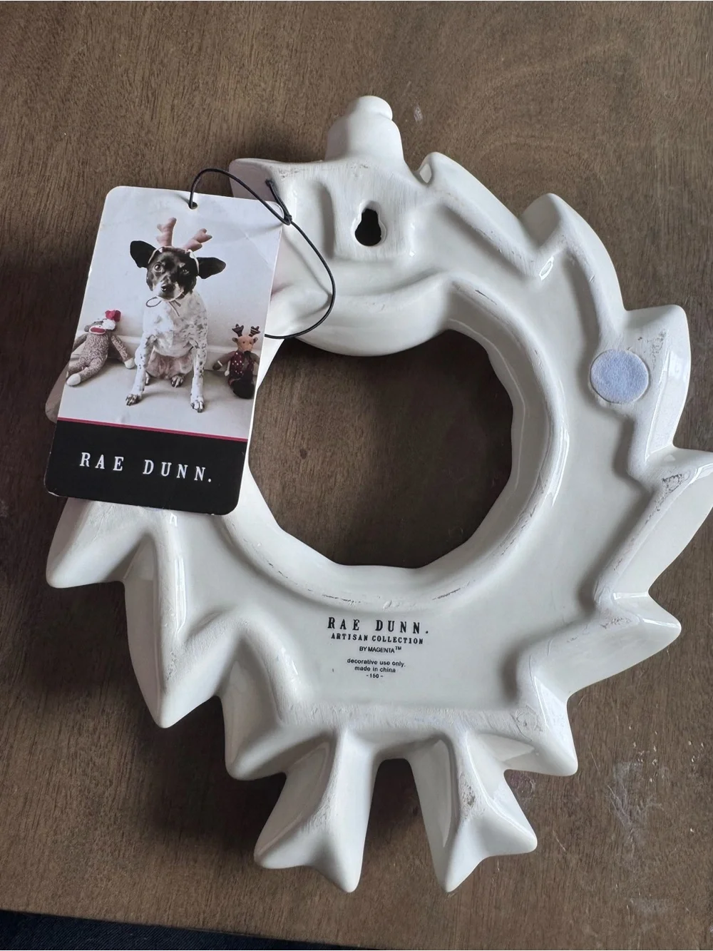 Rae Dunn Wreath Happy Holidays White Ceramic Christmas Home Cottage Decor 11